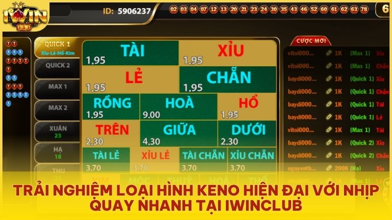 Trải nghiệm sảnh cược Keno hiện đại với nhịp độ quay số liên tục tại Iwinclub